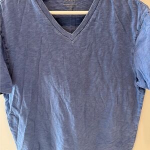 J. Crew Garment-Dyed V-Neck Tee in Washed Blue